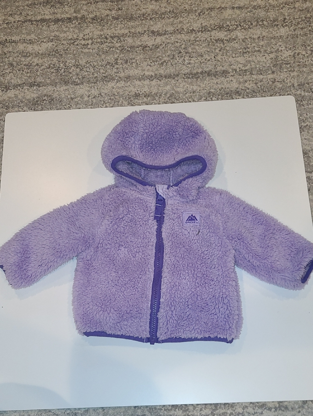 Snozu Purple Sherpa Hooded Baby Jacket. Never Worn Size 3-6 Months
